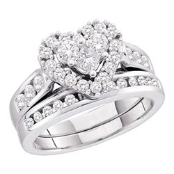 1 CTW Princess Diamond Heart Bridal Engagement Ring 14KT White Gold - REF-119W9K