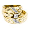 Image 1 : 0.15 CTW His & Hers Diamond Cross Matching Bridal Ring 10KT Yellow Gold - REF-37F5N