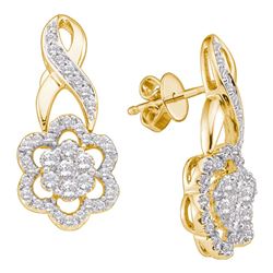 0.99 CTW Diamond Flower Screwback Earrings 14KT Yellow Gold - REF-97F4N