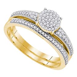 0.25 CTW Diamond Cluster Bridal Engagement Ring 10KT Yellow Gold - REF-31H4M