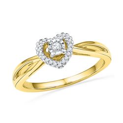 0.13 CTW Diamond Heart Love Solitaire Ring 10KT Yellow Gold - REF-19N4F