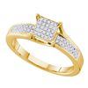 Image 1 : 0.15 CTW Diamond Square Cluster Ring 10KT Yellow Gold - REF-22M4H