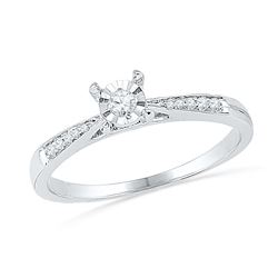 0.10 CTW Diamond Solitaire Bridal Engagement Ring 10KT White Gold - REF-14F9N