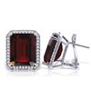 Genuine 15.4 ctw Garnet & Diamond Earrings Jewelry 14KT White Gold - REF-135T8A