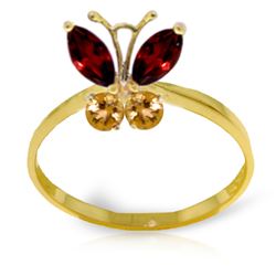 Genuine 0.60 ctw Garnet & Citrine Ring Jewelry 14KT Yellow Gold - REF-28X9M