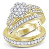 Image 1 : 1.35 CTW His & Hers Diamond Cluster Matching Bridal Ring 10KT Yellow Gold - REF-86Y2X