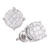 Image 1 : 1 CTW Princess Diamond Soleil Cluster Earrings 14KT White Gold - REF-104M9H