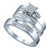 Image 1 : 0.15 CTW His & Hers Diamond Cluster Matching Bridal Ring 14KT White Gold - REF-44W9K