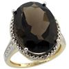 Natural 13.6 ctw Smoky-topaz & Diamond Engagement Ring 10K Yellow Gold - REF-59R2Z