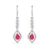 Image 1 : 0.61 CTW Pear Created Ruby Diamond Dangle Earrings 10KT White Gold - REF-18W2K