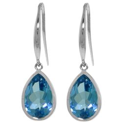 Genuine 5 ctw Blue Topaz Earrings Jewelry 14KT White Gold - REF-35X2M