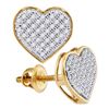Image 1 : 0.20 CTW Diamond Heart Screwback Earrings 10KT Yellow Gold - REF-18X2Y