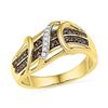 Image 1 : 0.25 CTW Cognac-brown Color Diamond Crossover Strand Ring 10KT Yellow Gold - REF-32Y9X