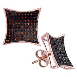 0.51 CTW Red Color Diamond Kite Cluster Earrings 10KT Rose Gold - REF-44X9Y