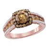 Image 1 : 2.24 CTW Cognac-brown Color Diamond Solitaire Bridal Ring 14KT Rose Gold - REF-299K9W