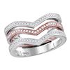 Image 1 : 0.33 CTW Diamond 3-piece Triple Stackable Chevron Ring 10KT Two-tone Gold - REF-44X9Y