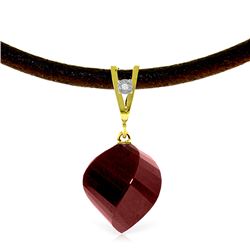 Genuine 15.26 ctw Ruby & Diamond Necklace Jewelry 14KT Yellow Gold - REF-49K8V