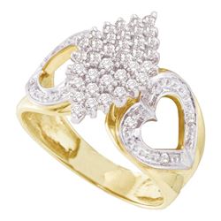 0.50 CTW Diamond Cluster Heart Ring 10KT Yellow Gold - REF-26W9K