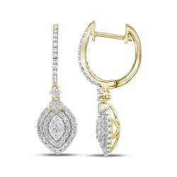 0.95 CTW Diamond Double Oval Dangle Earrings 14KT Yellow Gold - REF-97K4W