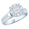 1.05 CTW Princess Diamond Soleil Cluster Bridal Engagement Ring 14KT White Gold - REF-119W9K