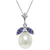 Genuine 4.5 ctw Pearl & Tanzanite Necklace Jewelry 14KT White Gold - REF-28Y2F