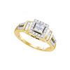 0.50 CTW Princess Diamond Halo Bridal Engagement Ring 10KT Yellow Gold - REF-52Y4X
