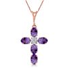Genuine 1.75 ctw Amethyst & Diamond Necklace Jewelry 14KT Rose Gold - REF-39M8T