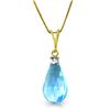 Genuine 2.3 ctw Blue Topaz & Diamond Necklace Jewelry 14KT Yellow Gold - REF-22R8P