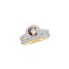 Image 1 : 1.23 CTW Cognac-brown Color Diamond Bridal Ring 14KT Yellow Gold - REF-89F9N