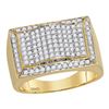 Image 1 : 1.3 CTW Mens Diamond Rectangle Domed Cluster Ring 10KT Yellow Gold - REF-127X4Y