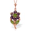Image 1 : Genuine 1.06 ctw Amethyst & Peridot Necklace Jewelry 14KT Rose Gold - REF-25V3W