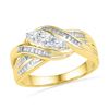 Image 1 : 0.50 CTW Diamond 3-Stone Crossover Ring 10KT Yellow Gold - REF-49F5N