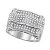 Image 1 : 1 CTW Mens Diamond Symmetrical Arched Cluster Ring 10KT White Gold - REF-67H4M