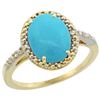 Image 1 : Natural 2.42 ctw Turquoise & Diamond Engagement Ring 10K Yellow Gold - REF-32Y4X