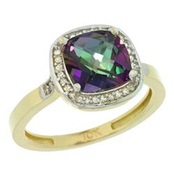 Natural 3.94 ctw Mystic-topaz & Diamond Engagement Ring 14K Yellow Gold - REF-38V3F