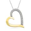 Image 1 : 0.10 CTW Diamond Heart Outline Pendant 10KT Yellow Gold - REF-10W5K