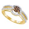 0.50 CTW Brown Color Diamond Cluster Bridal Engagement Ring 10KT Yellow Gold - REF-40F4N