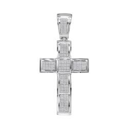 1.08 CTW Mens Diamond Roman Cross Charm Pendant 10KT White Gold - REF-109K4W