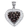 Image 1 : 1 CTW Cognac-brown Color Diamond Heart Cluster Pendant 10KT Yellow Gold - REF-40W4K