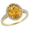 Image 1 : Natural 2.42 ctw Whisky-quartz & Diamond Engagement Ring 10K Yellow Gold - REF-24Y6X