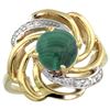 Image 1 : Natural 5.15 ctw malachite & Diamond Engagement Ring 14K Yellow Gold - REF-55G4M