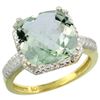 Image 1 : Natural 5.96 ctw Green-amethyst & Diamond Engagement Ring 14K Yellow Gold - REF-42X3A