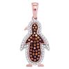 Image 1 : 0.25 CTW Red Color Diamond Penguin Animal Pendant 10KT Rose Gold - REF-24W2K