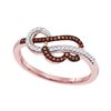 Image 1 : 0.13 CTW Red Color Diamond Heart Strand Ring 10KT Rose Gold - REF-16Y4X