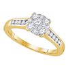 Image 1 : 0.49 CTW Princess Diamond Cluster Bridal Engagement Ring 14KT Yellow Gold - REF-59X9Y