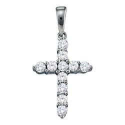 0.24 CTW Diamond Simple Cross Pendant 14KT White Gold - REF-19X4Y