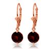 Image 1 : Genuine 3.1 ctw Garnet Earrings Jewelry 14KT Rose Gold - REF-34F3Z