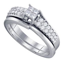 0.50 CTW Diamond Princess Bridal Engagement Ring 14KT White Gold - REF-67H4M