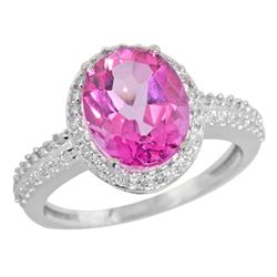 Natural 2.56 ctw Pink-topaz & Diamond Engagement Ring 10K White Gold - REF-32K7R