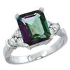 Natural 2.86 ctw mystic-topaz & Diamond Engagement Ring 14K White Gold - REF-65Z2Y